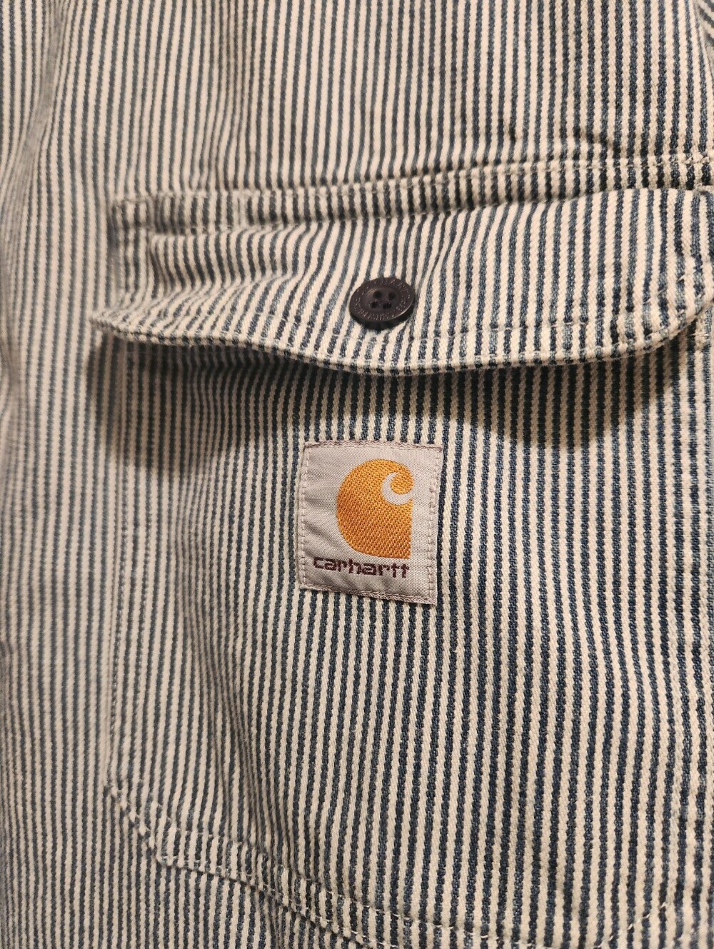Carhartt Men's Narrow Black & White Striped Work Shirt Jacket - Picture 3 of 7